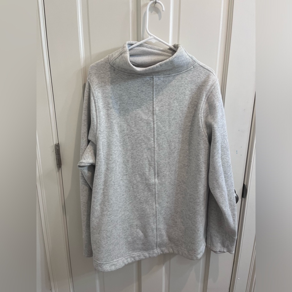 Athleta Heather Gray Funnel-Neck Sweatshirt